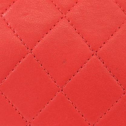 Chanel Pearl Chain Flap Bag Quilted Lambskin, RED, CALFSKIN, Clutche & pouche