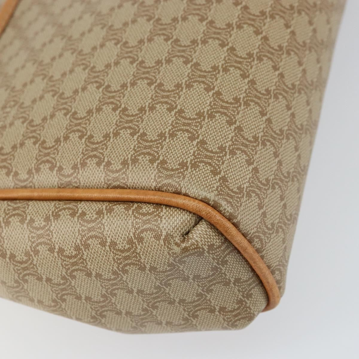 Celine Vintage Macadam Shoulder Bag Canvas and Leather, BEIGE, CANVAS, Shoulder bag