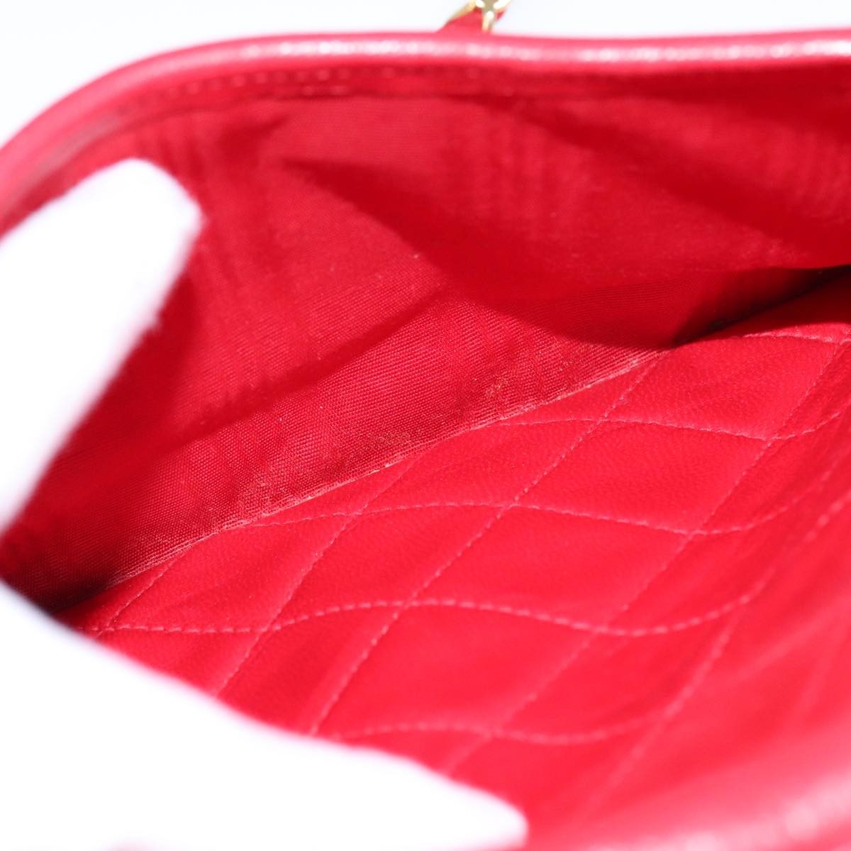 Chanel Vintage Front Pocket Camera Bag Quilted Lambskin, RED, LEATHER, Shoulder bag
