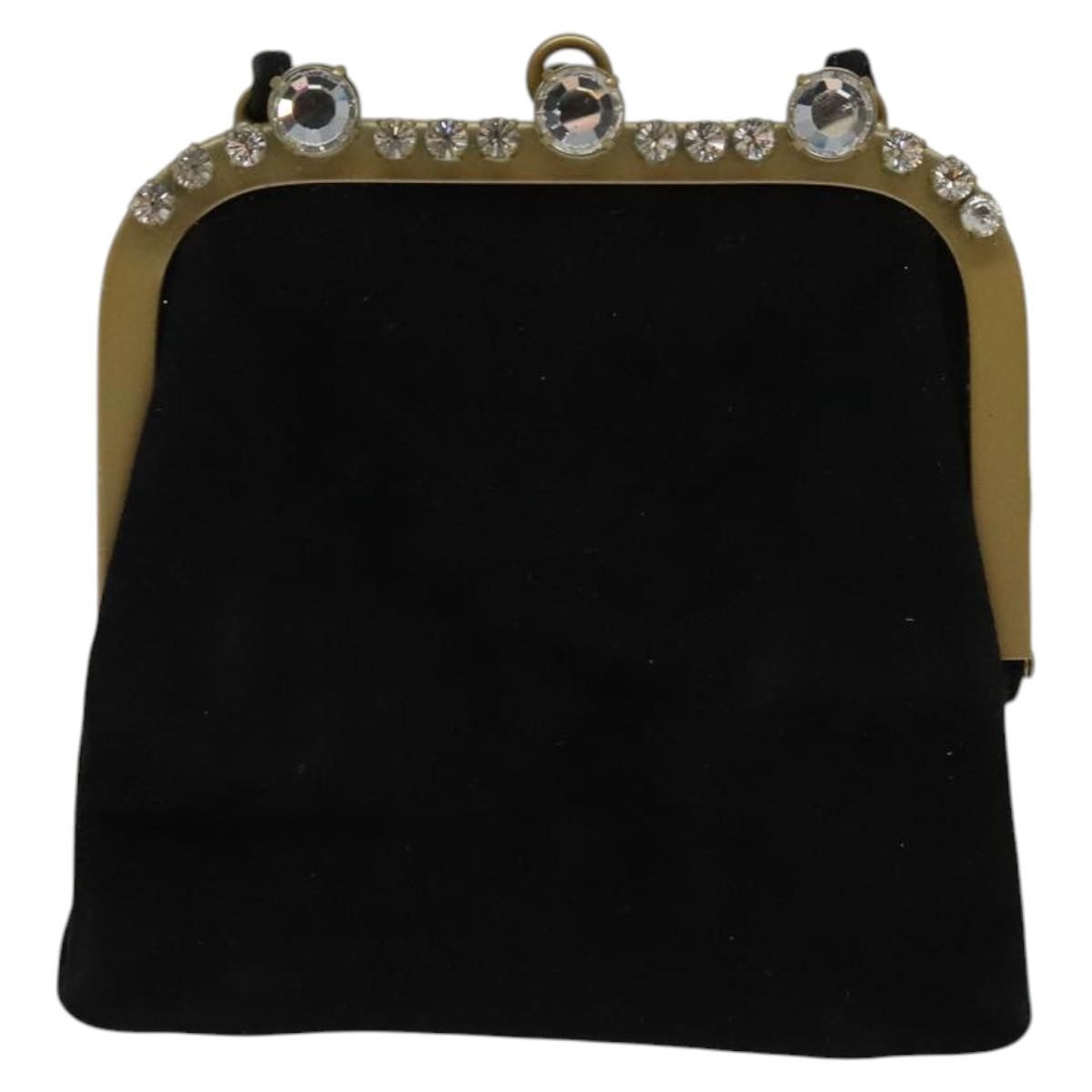 Miu Miu Kisslock Clutch Suede, BLACK, SUEDE, Clutche & pouche