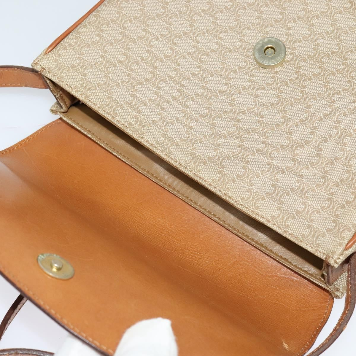 Celine Macadam Shoulder Bag PVC Leather, BEIGE, CANVAS, Shoulder bag