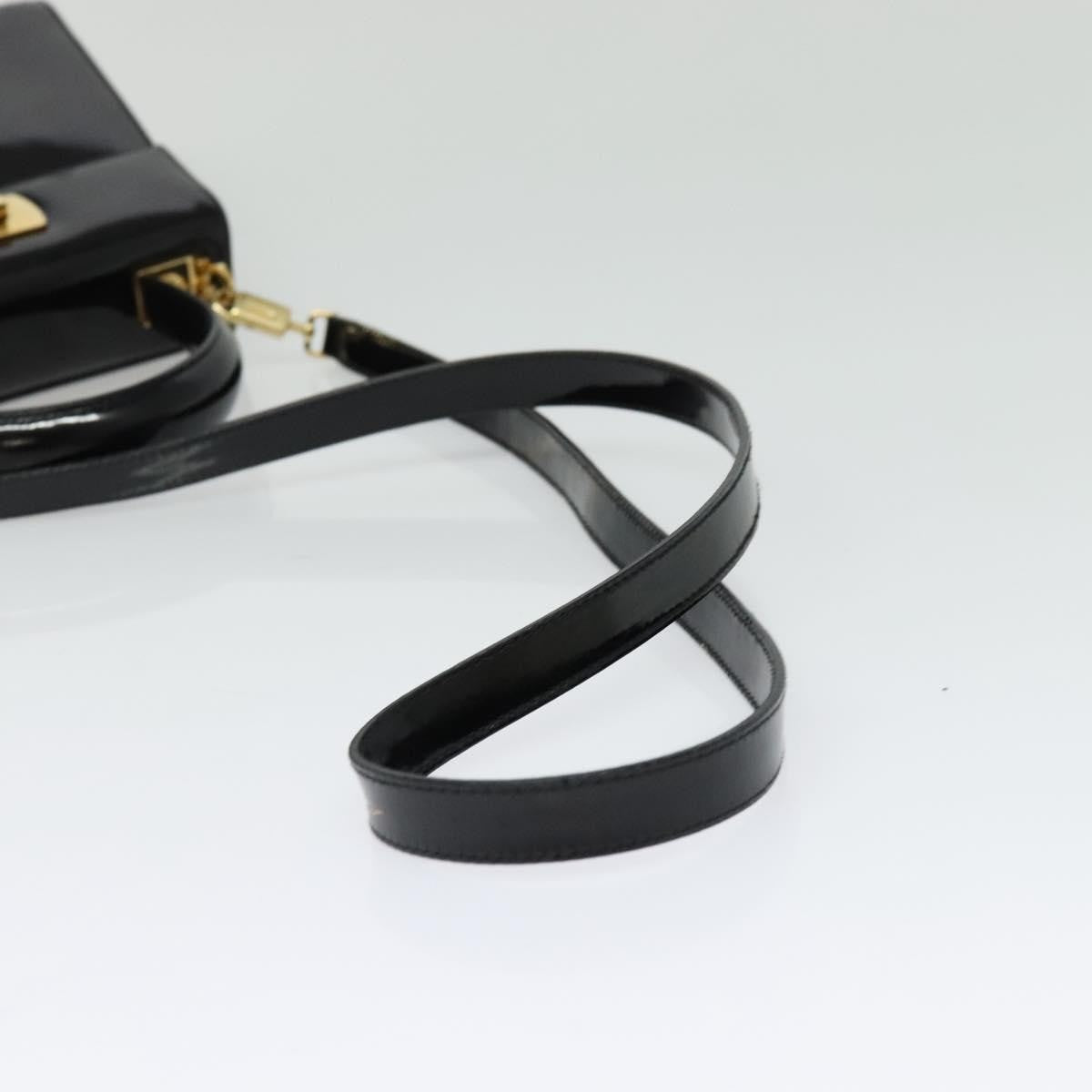 Salvatore Ferragamo Gancini Convertible Top Handle Bag Patent Leather, BLACK, PATENT_LEATHER, Handbag