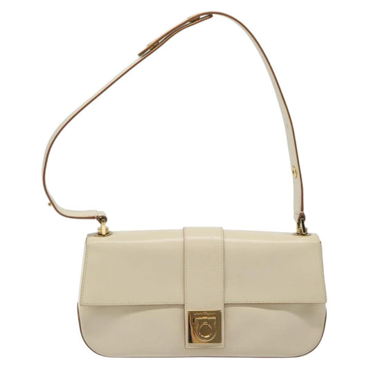 Salvatore Ferragamo Gancini handbag Leather, BEIGE, LEATHER, Handbag