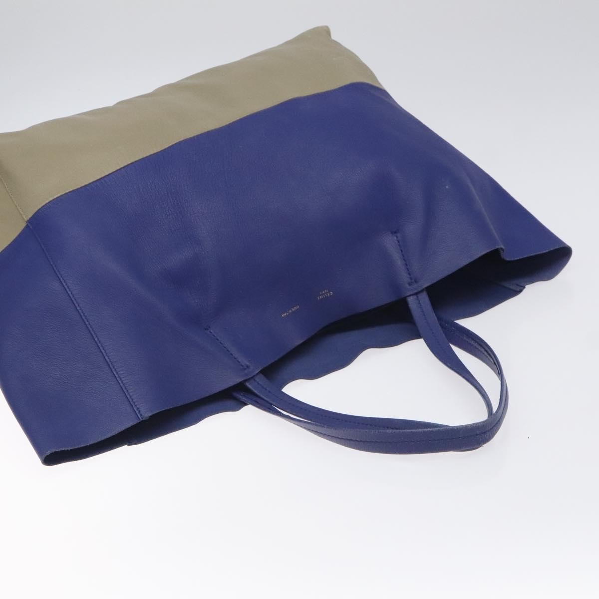 Celine Horizontal Bi-Cabas Tote Leather, BLUE, LEATHER, Tote bag