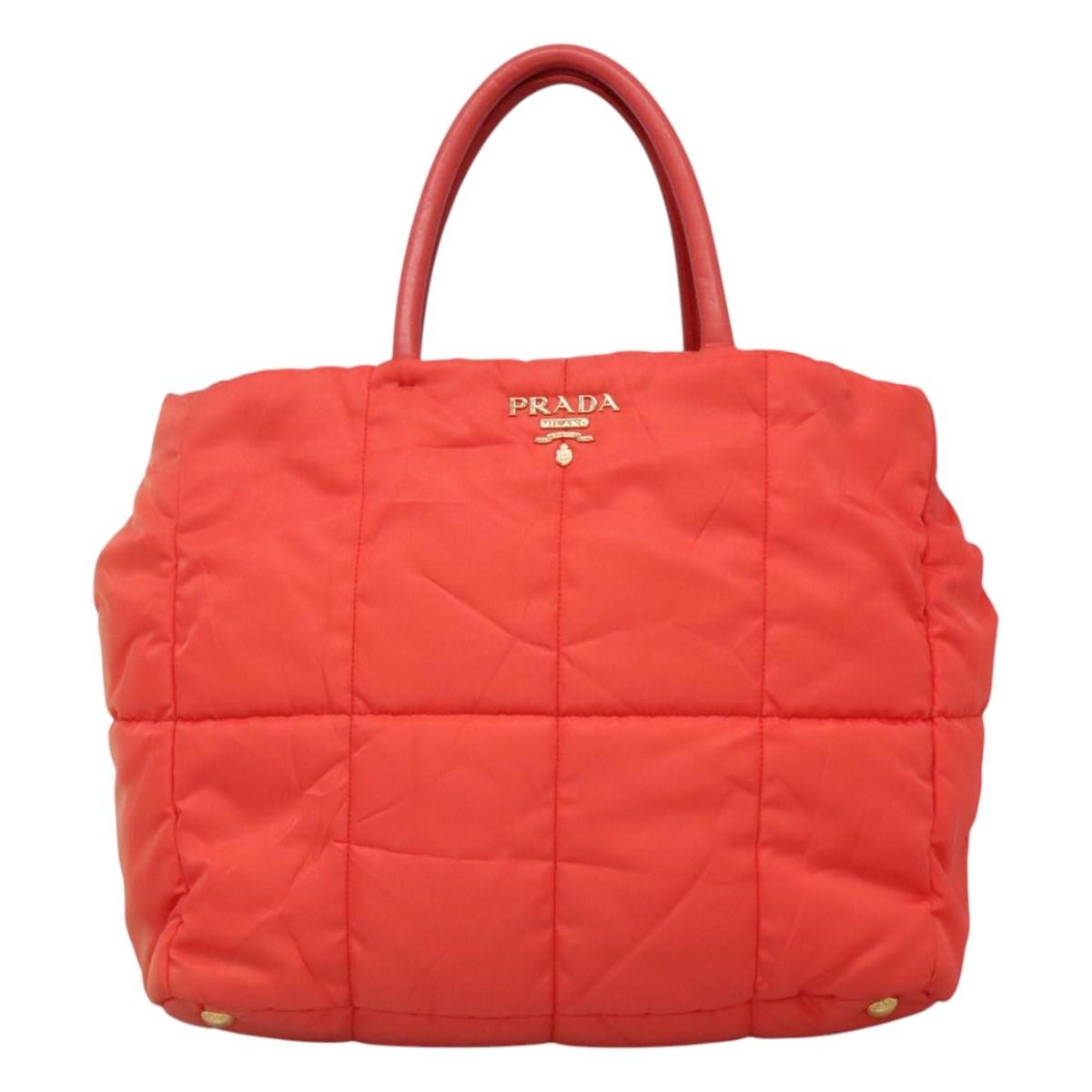 Prada Convertible Tote Quilted Tessuto, ORANGE, NYLON, Handbag