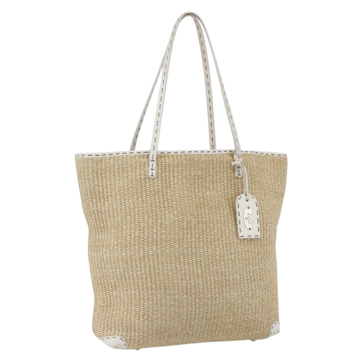 Fendi Selleria Tote Bag Raffia, BEIGE, WICKER, Tote bag