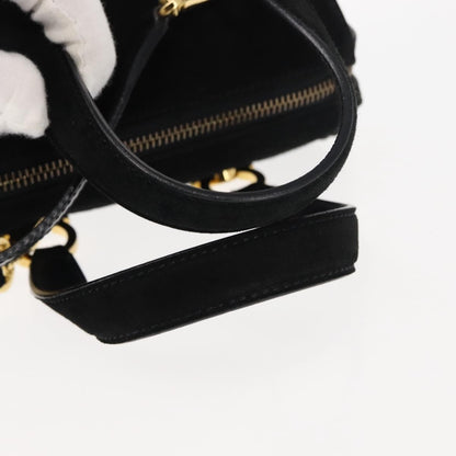 Salvatore Ferragamo Gancini mini handbag Canvas, BLACK, SUEDE, Handbag