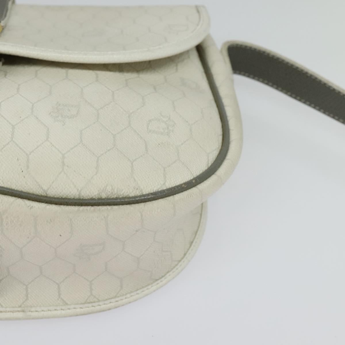 Christian Dior Vintage Honeycomb Flap Crossbody Bag Canvas and Leather, WHITE, CANVAS, Shoulder bag