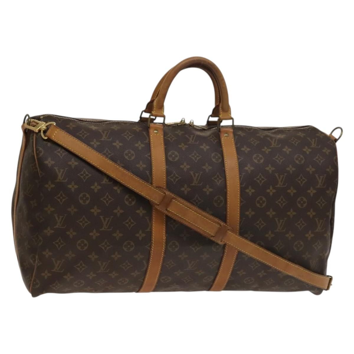 Louis Vuitton Keepall Bandouliere Bag Monogram Canvas, BROWN, CANVAS, Travel bag