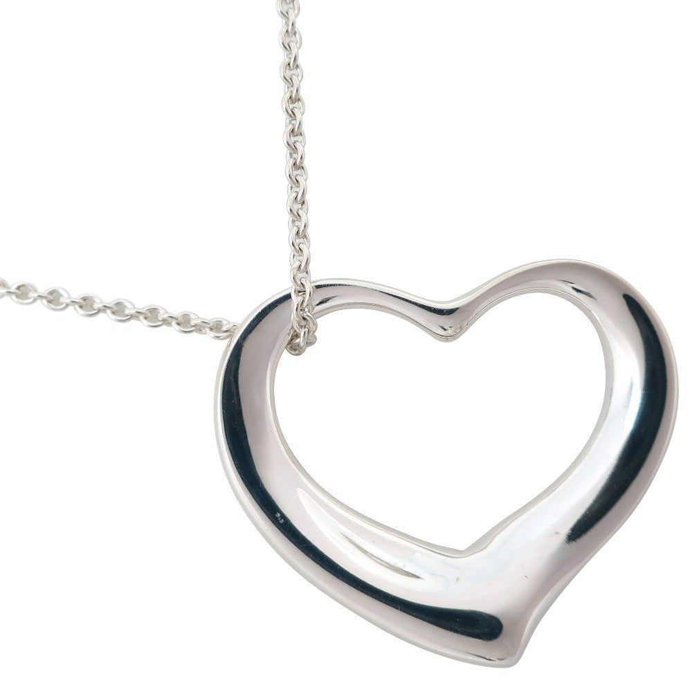 Tiffany & Co. Elsa Peretti Open Heart Pendant Necklace Sterling Silver, SILVER, SILVER, Necklace