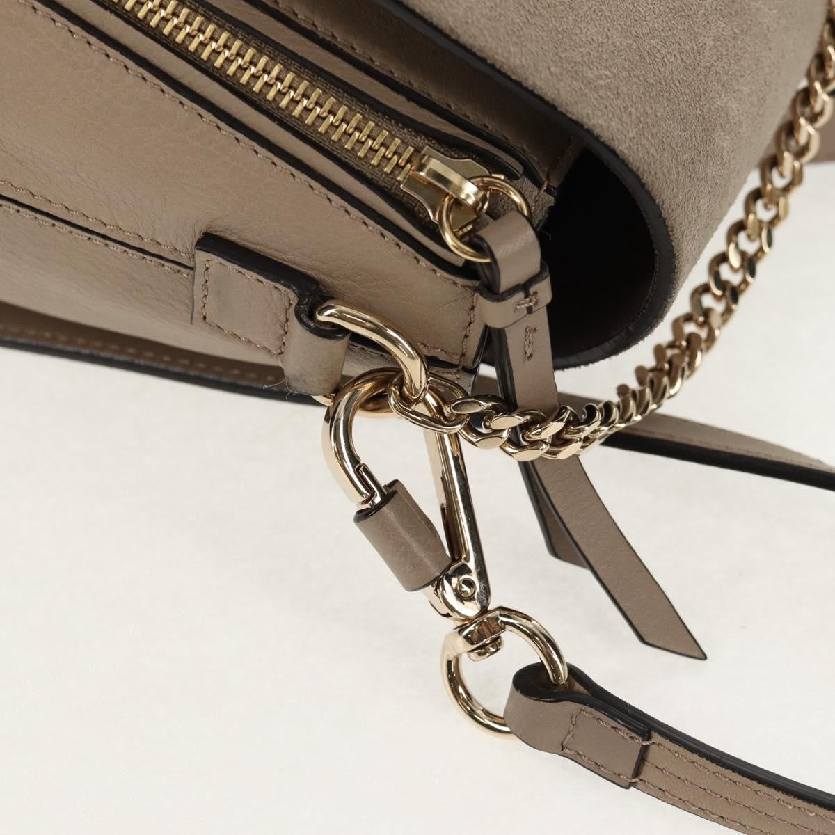 Chloe Faye Backpack Leather and Suede, BEIGE, LEATHER, Backpack