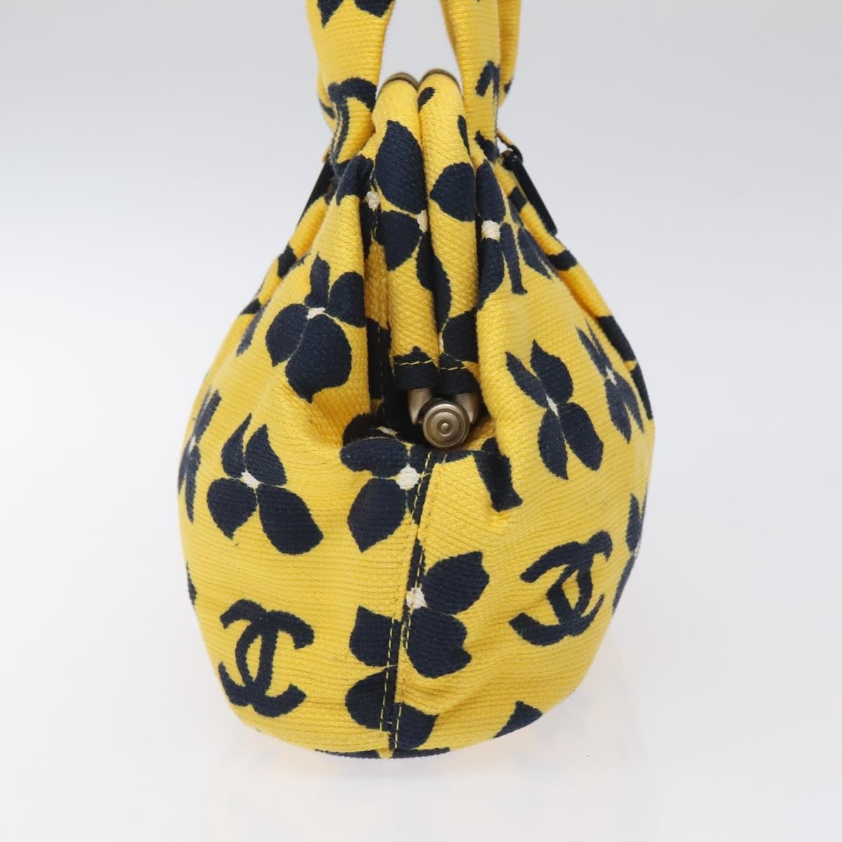 Chanel Vintage Frame Shoulder Bag Printed Canvas, YELLOW, COTTON, Shoulder bag