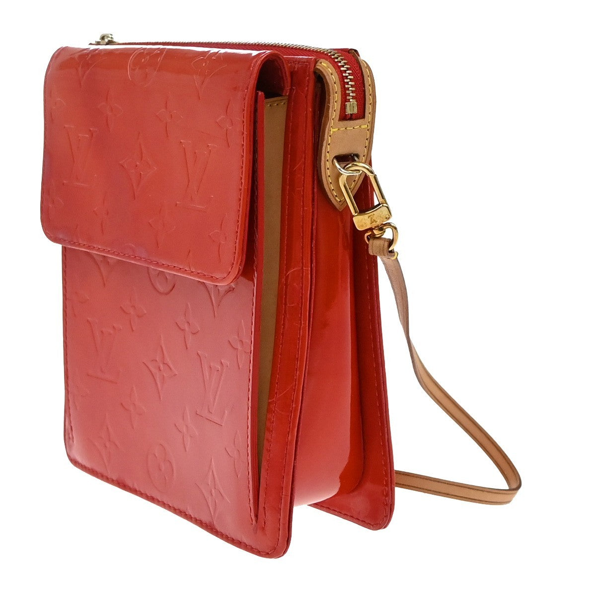 Louis Vuitton Mott Handbag Monogram Vernis, RED, PATENT_LEATHER, Clutche & pouche