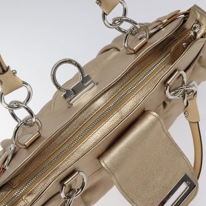 Salvatore Ferragamo Marisa Satchel Leather, GOLD, LEATHER, Handbag