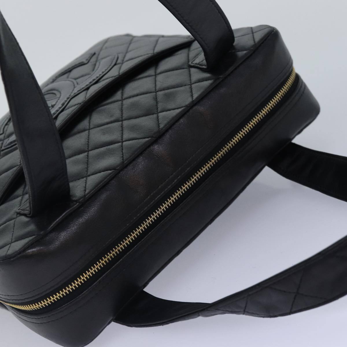 Chanel Coco Mark Black cakfskin, BLACK, LEATHER, Handbag