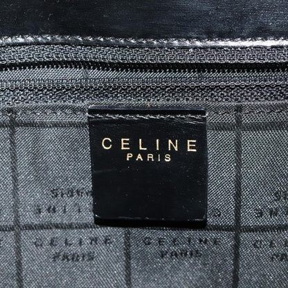Celine Flap Shoulder Bag Leather, BLACK, LEATHER, Shoulder bag