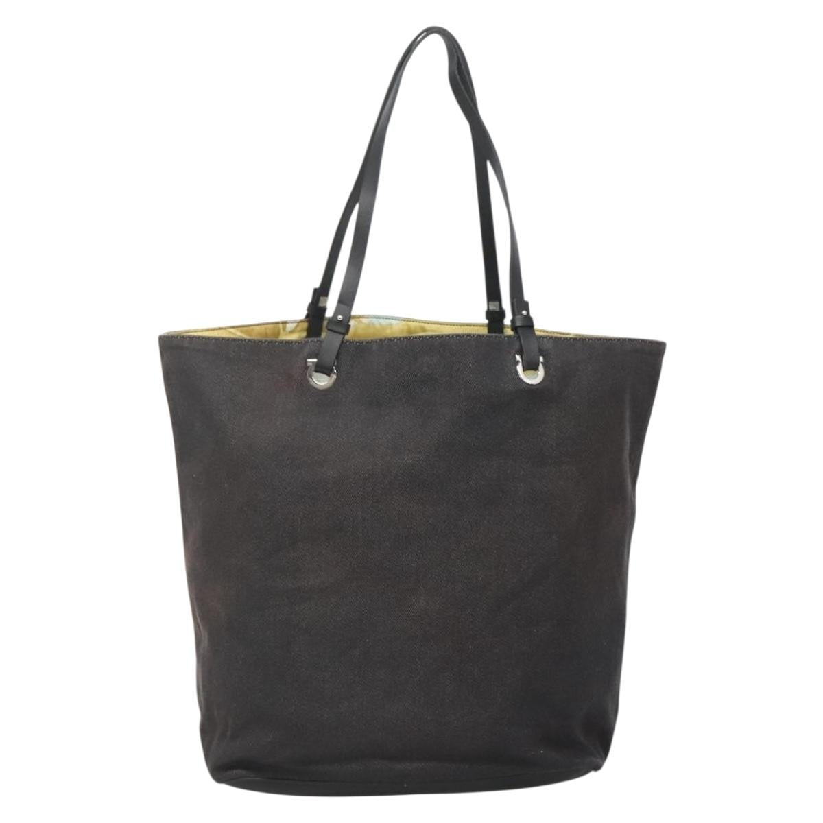 Salvatore Ferragamo Gancini Tote Canvas, BLACK, CANVAS, Tote bag