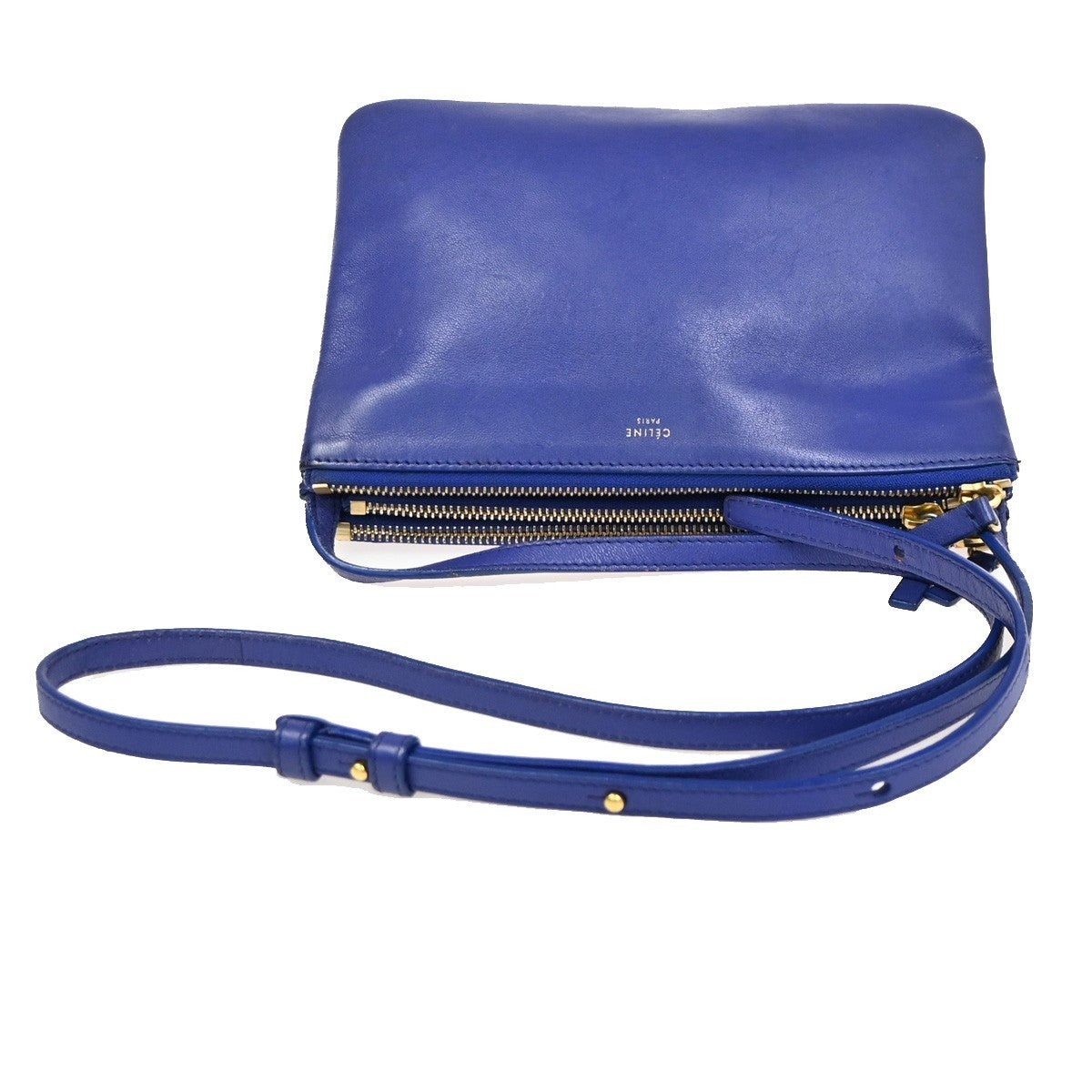 Celine Trio Crossbody Bag Leather, Blue, Leather, Shoulder Bag