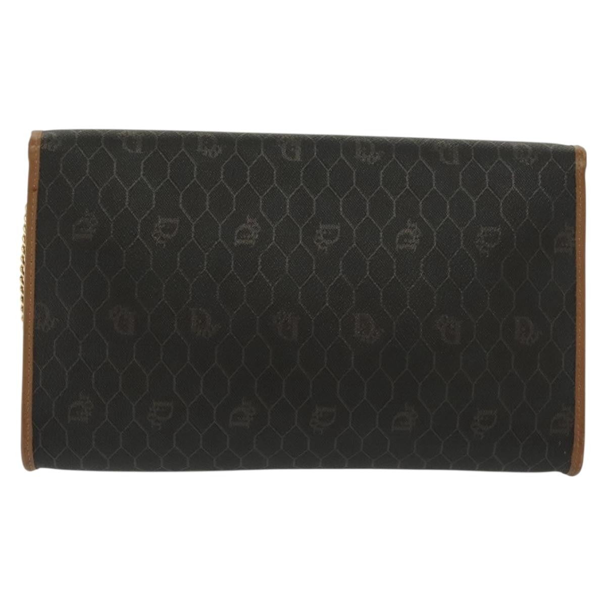 Christian Dior Vintage Honeycomb chain Canvas, BLACK, CANVAS, Handbag