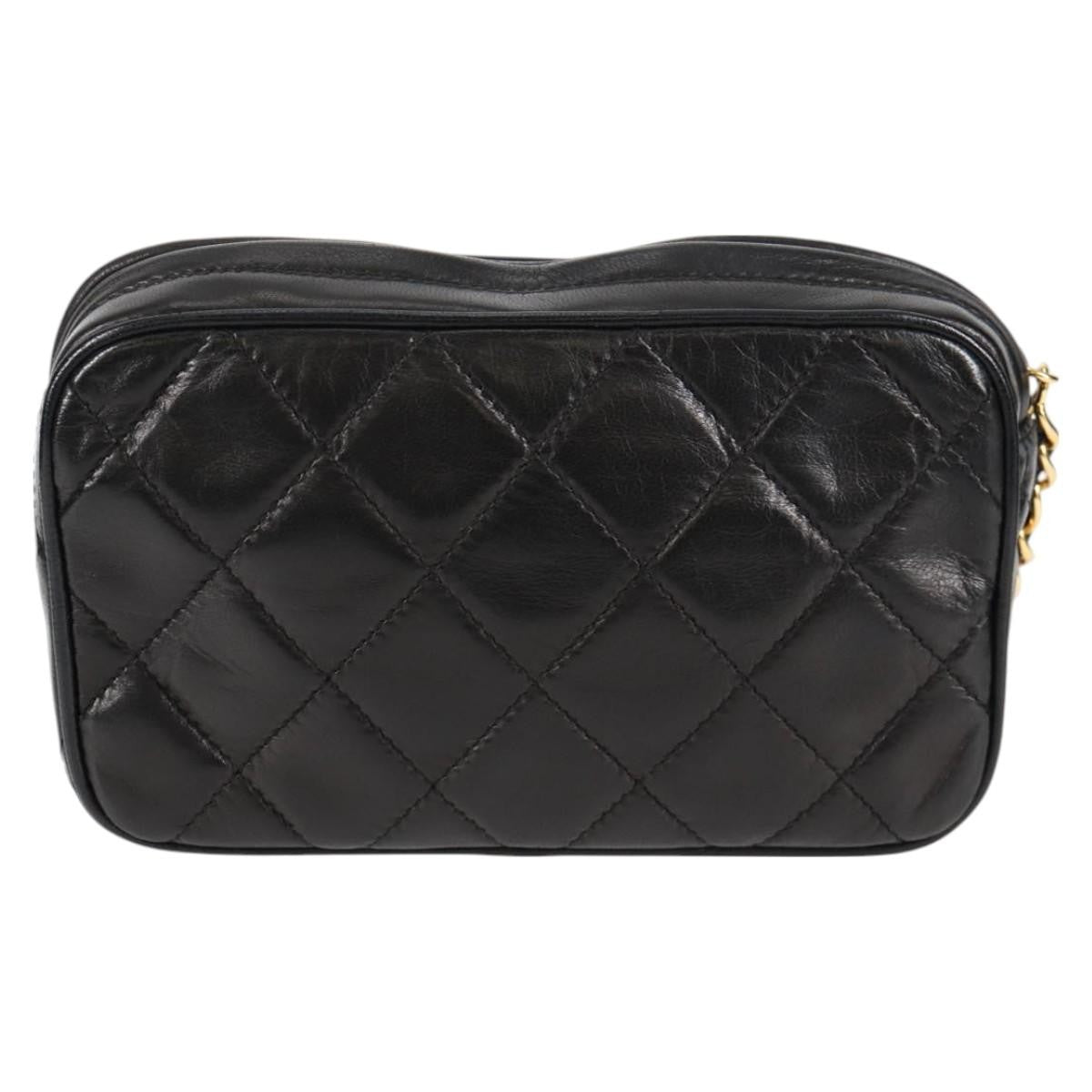 Chanel Vintage Diamond CC Camera Bag Quilted Lambskin, Black, Leather, Clutch