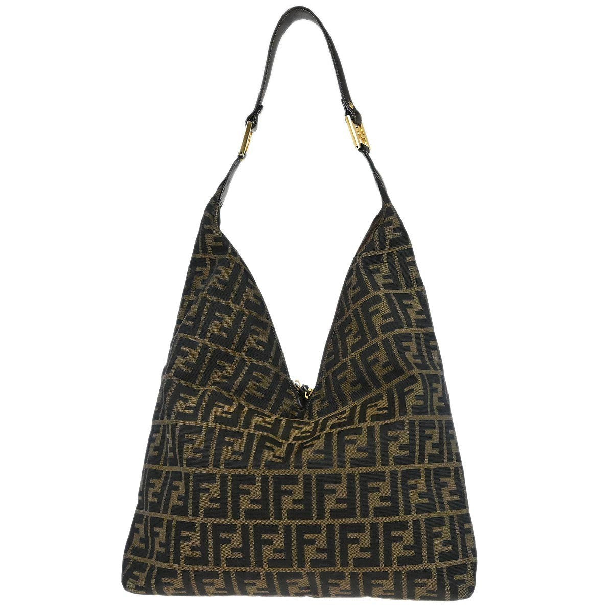 Fendi Vintage Zip Hobo Zucca Canvas, BROWN, CANVAS, Shoulder bag