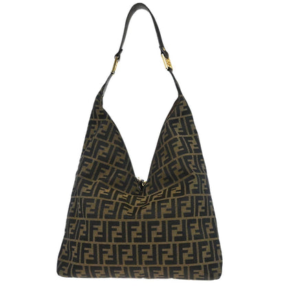 Fendi Vintage Zip Hobo Zucca Canvas, BROWN, CANVAS, Shoulder bag