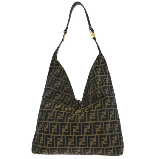 Fendi Vintage Zip Hobo Zucca Canvas, BROWN, CANVAS, Shoulder bag