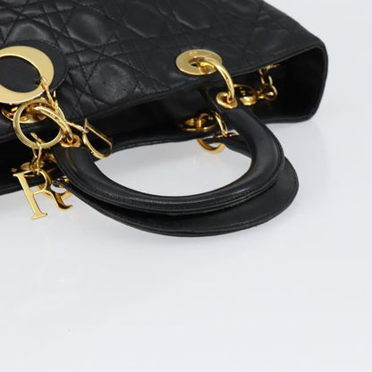 Christian Dior Vintage Lady Dior Bag Cannage Quilt Lambskin, BLACK, LEATHER, Handbag