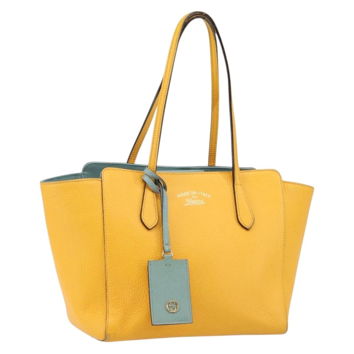 Gucci Swing Tote Leather, YELLOW, LEATHER, Tote bag