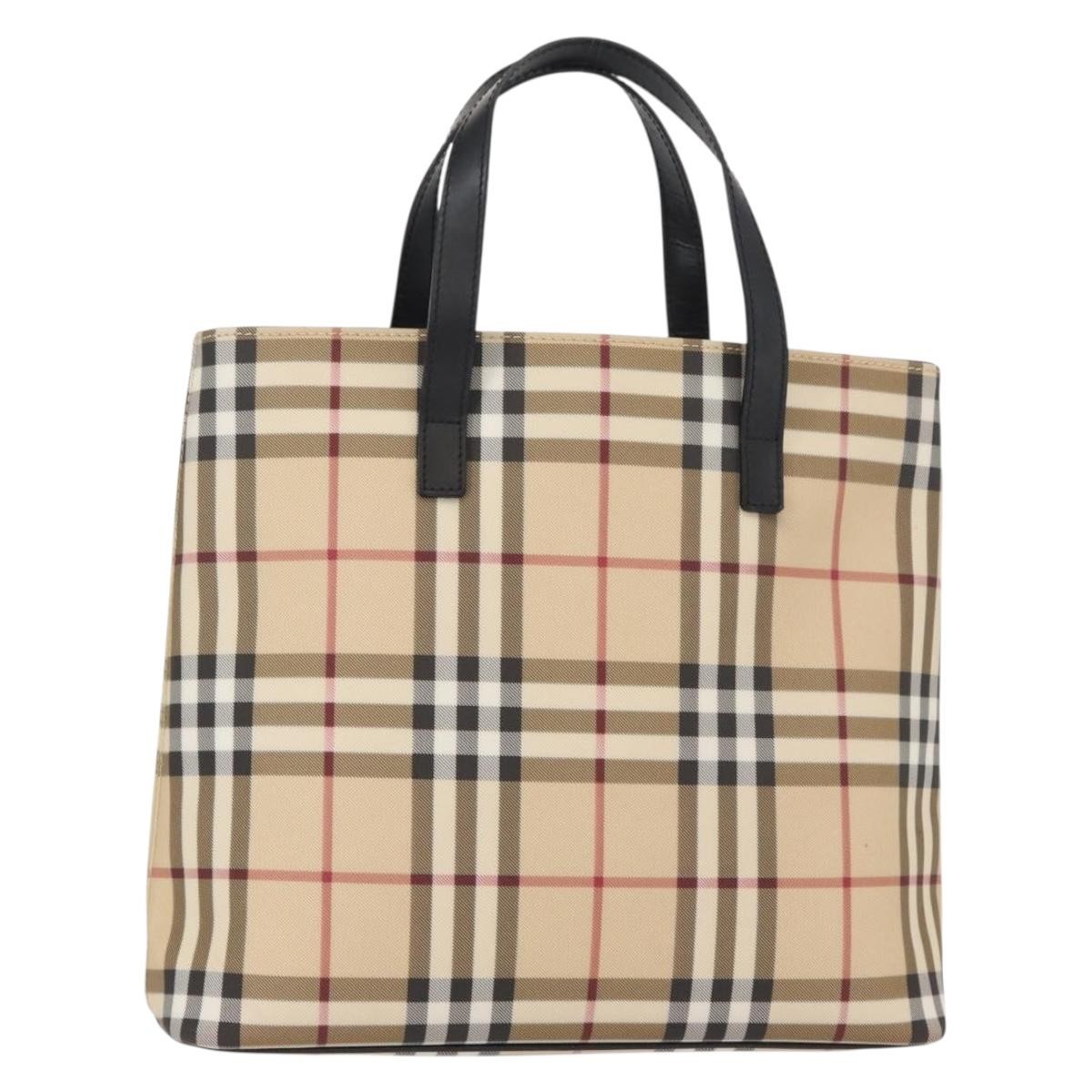 Burberry Top Handle Tote Nova Check Canvas, BEIGE, CANVAS, Handbag
