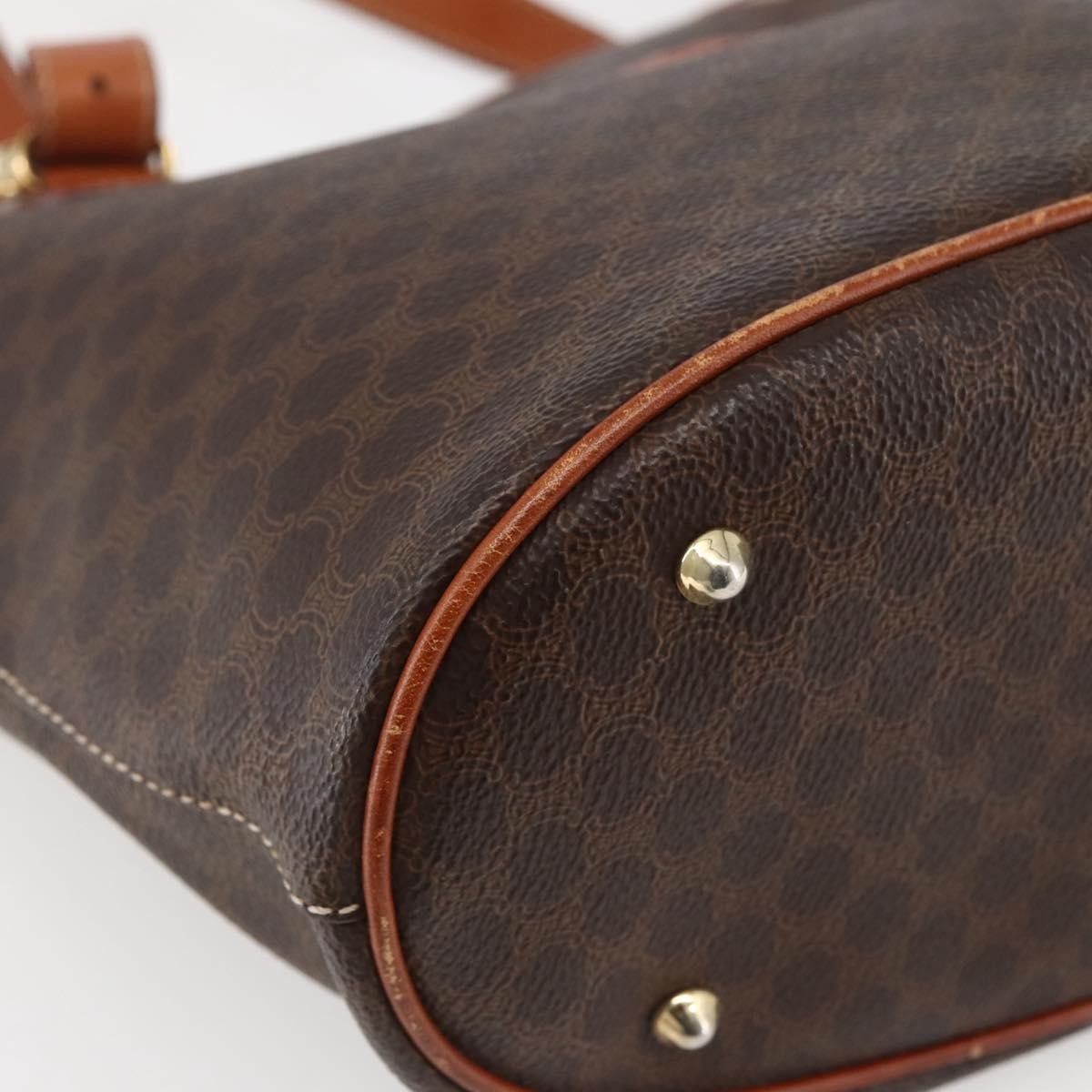 Celine Vintage Macadam Shopper Tote Coated Canvas, BROWN, CANVAS, Tote bag