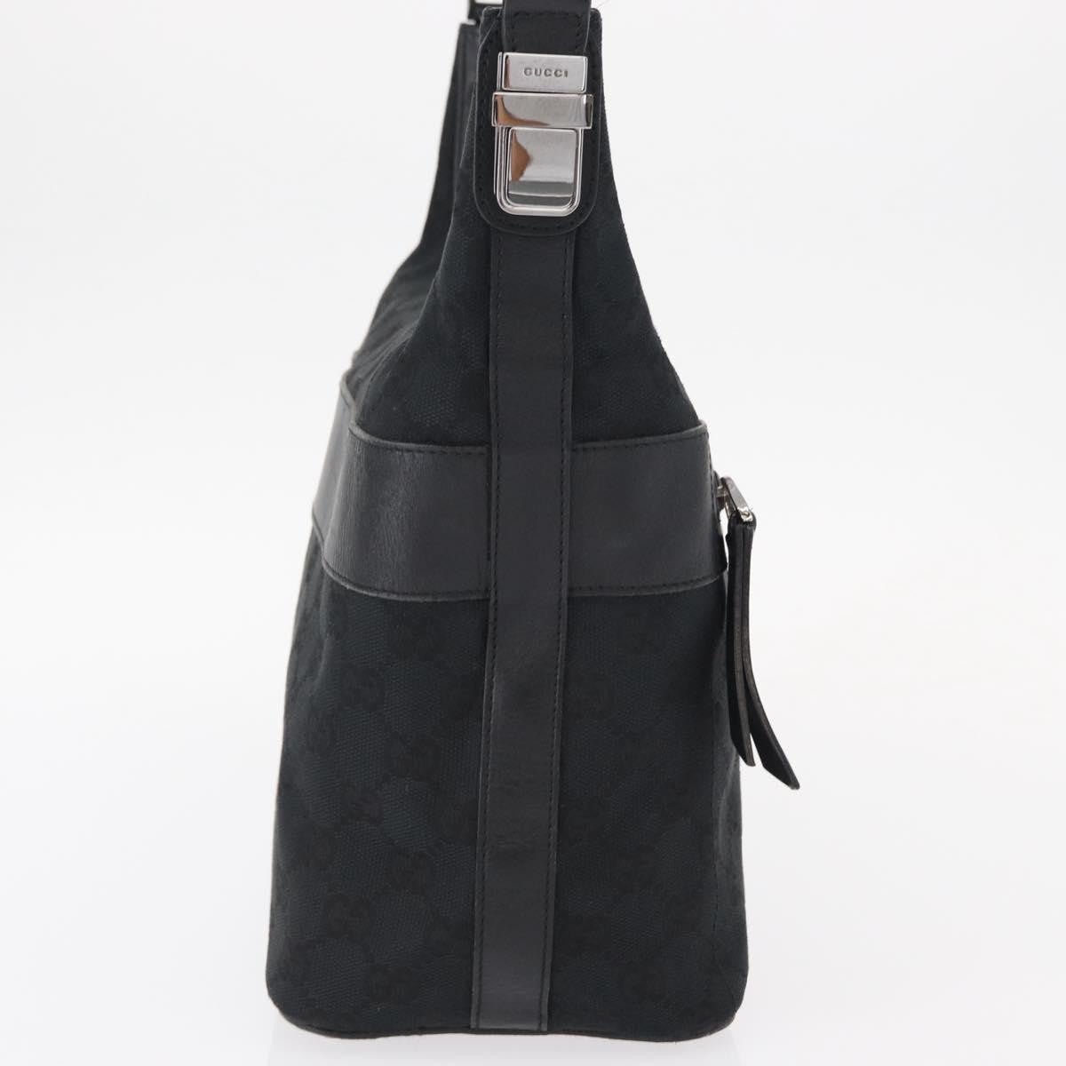 Gucci Vintage Shoulder Bag GG Canvas and Leather, BLACK, CANVAS, Shoulder bag