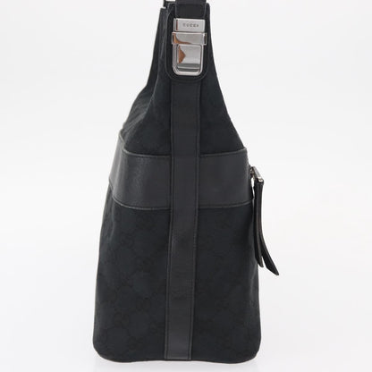 Gucci Vintage Shoulder Bag GG Canvas and Leather, BLACK, CANVAS, Shoulder bag