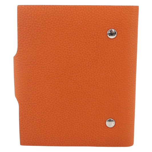 Hermes Ulysse Agenda Cover Leather, Orange, Leather, Clutch