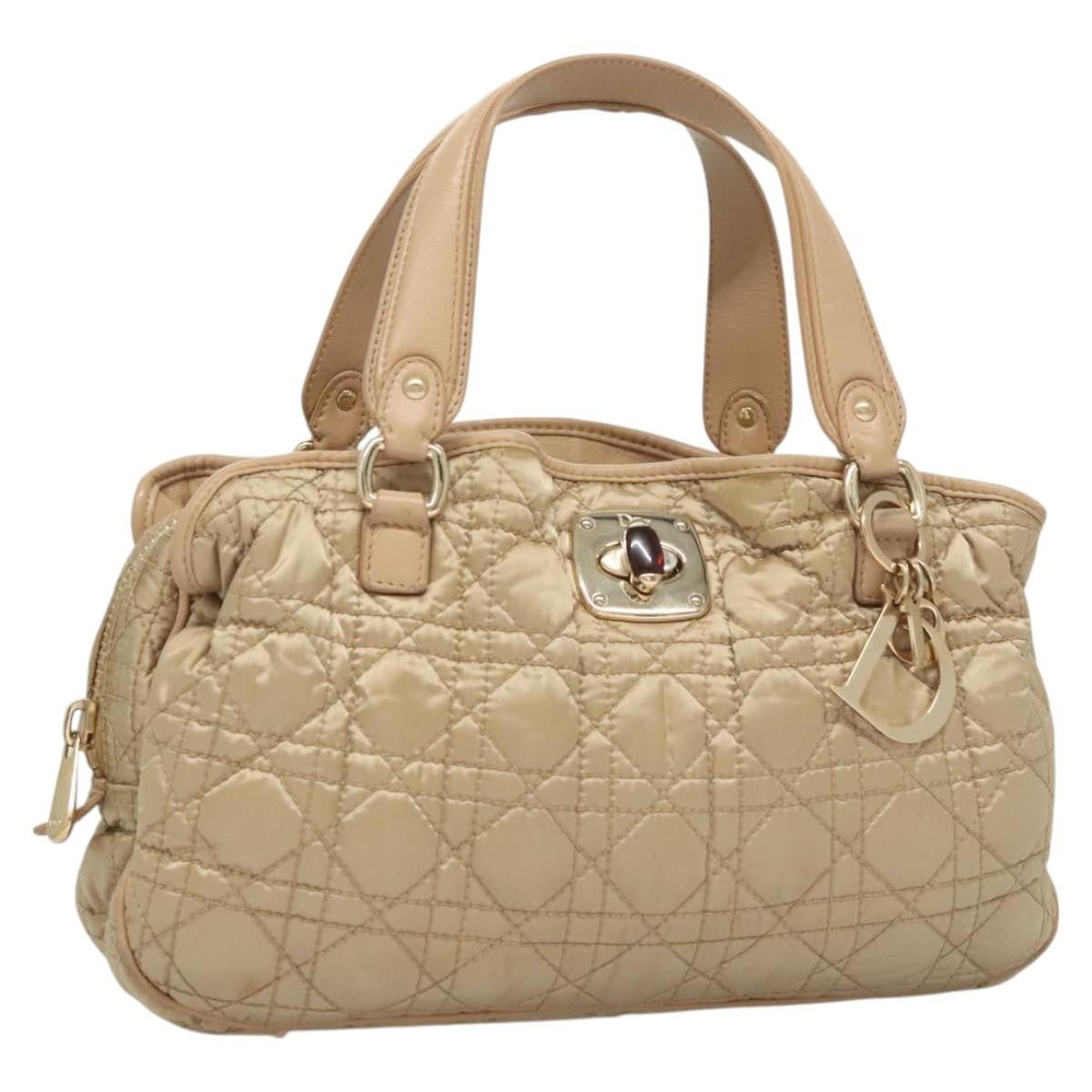 Christian Dior Charming Tote Cannage Quilt Nylon, BEIGE, NYLON, Tote bag