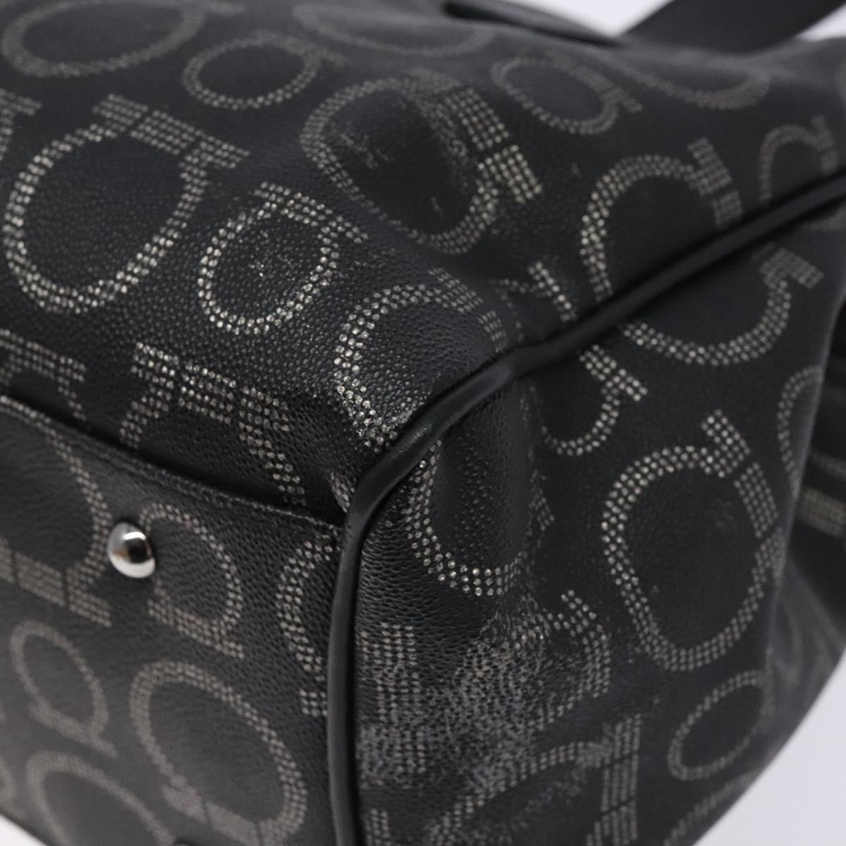 Salvatore Ferragamo Gancini Tote PVC Leather, BLACK, PVC, Tote bag