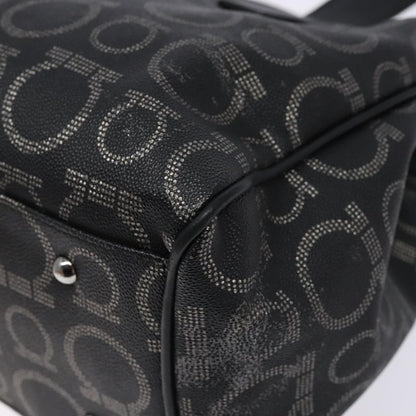 Salvatore Ferragamo Gancini Tote PVC Leather, BLACK, PVC, Tote bag