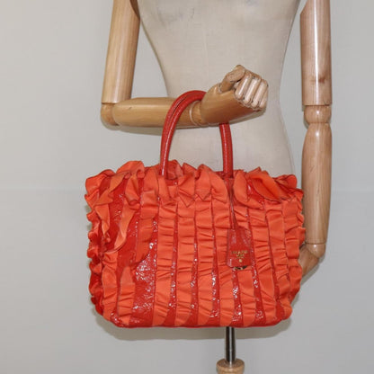 Prada Open Tote Ruffled Tessuto, ORANGE, NYLON, Handbag
