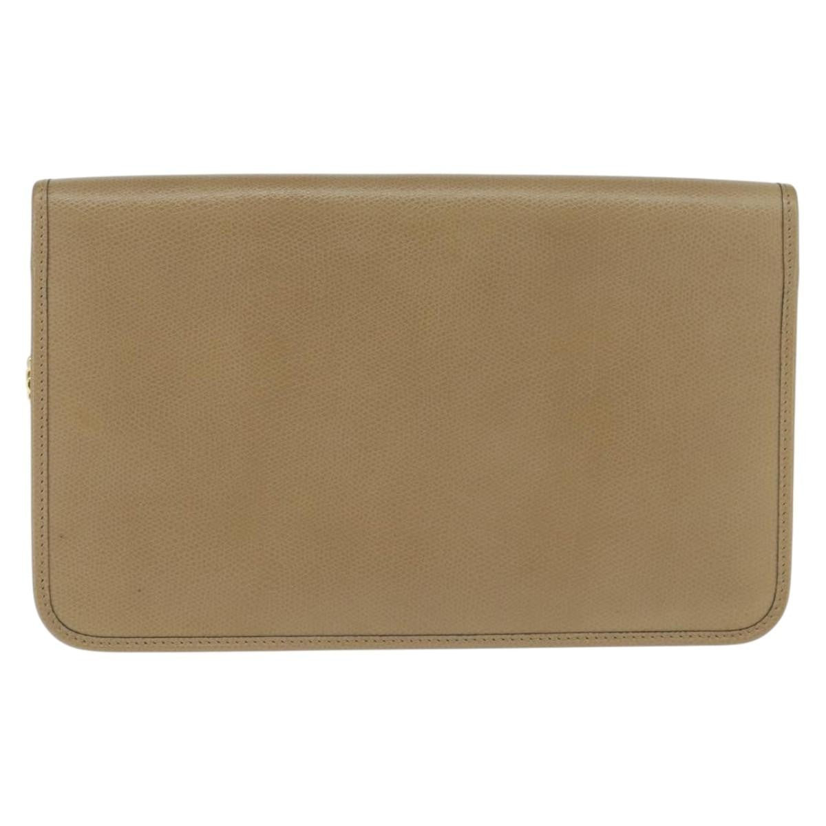 Christian Dior Vintage Chain Flap Shoulder Bag Leather, BEIGE, LEATHER, Shoulder bag