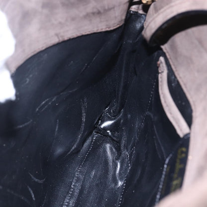 Salvatore Ferragamo Vala Shoulder Bag Suede, BROWN, SUEDE, Shoulder bag