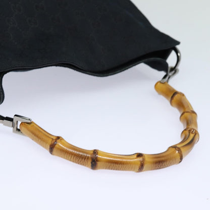 Gucci Vintage Bamboo Handle Tote Canvas, BLACK, CANVAS, Tote bag