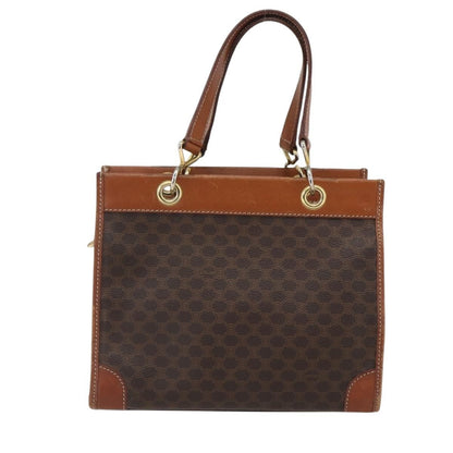 Celine Vintage Macadam Handbag Canvas and Leather, BROWN, CANVAS, Handbag