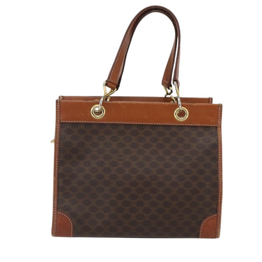 Celine Vintage Macadam Handbag Canvas and Leather, BROWN, CANVAS, Handbag