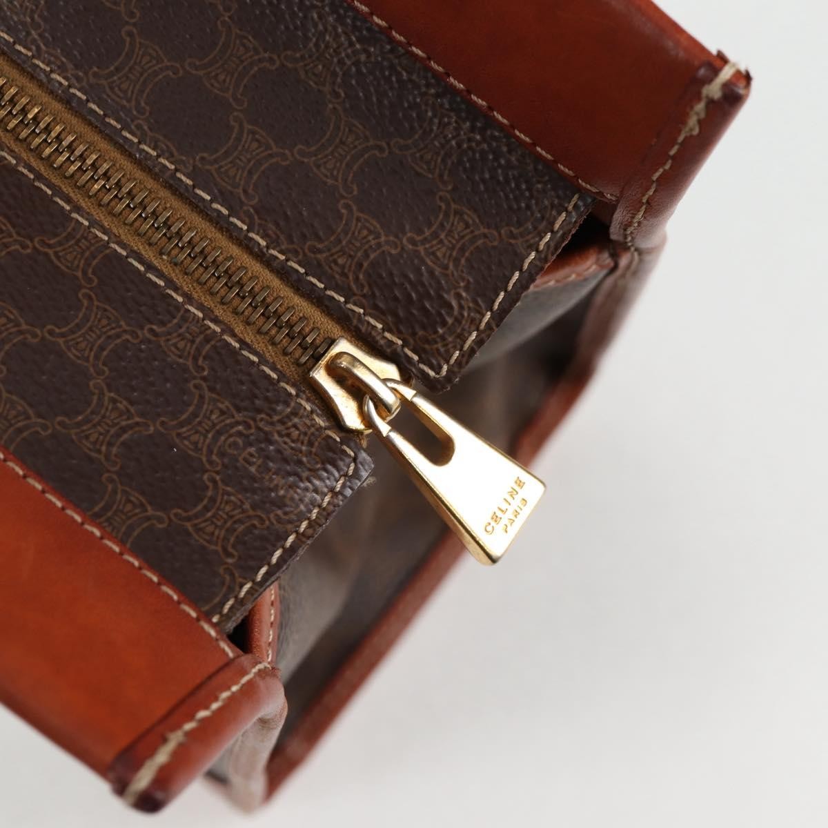 Celine Vintage Macadam Shoulder Bag Leather, BROWN, LEATHER, Shoulder bag