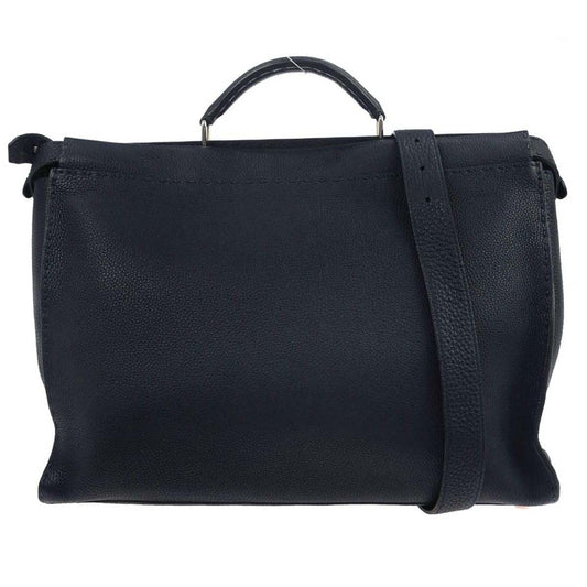 Fendi Selleria Peekaboo Fit Bag Leather, NAVY, LEATHER, Handbag