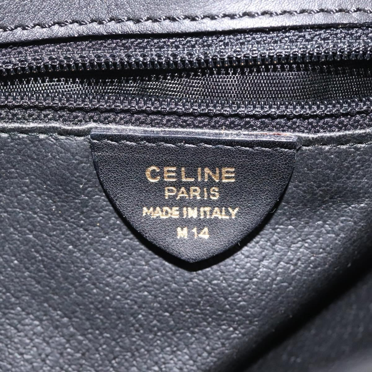 Celine Vintage Circle Logo Crossbody Bag Leather, BLACK, LEATHER, Shoulder bag