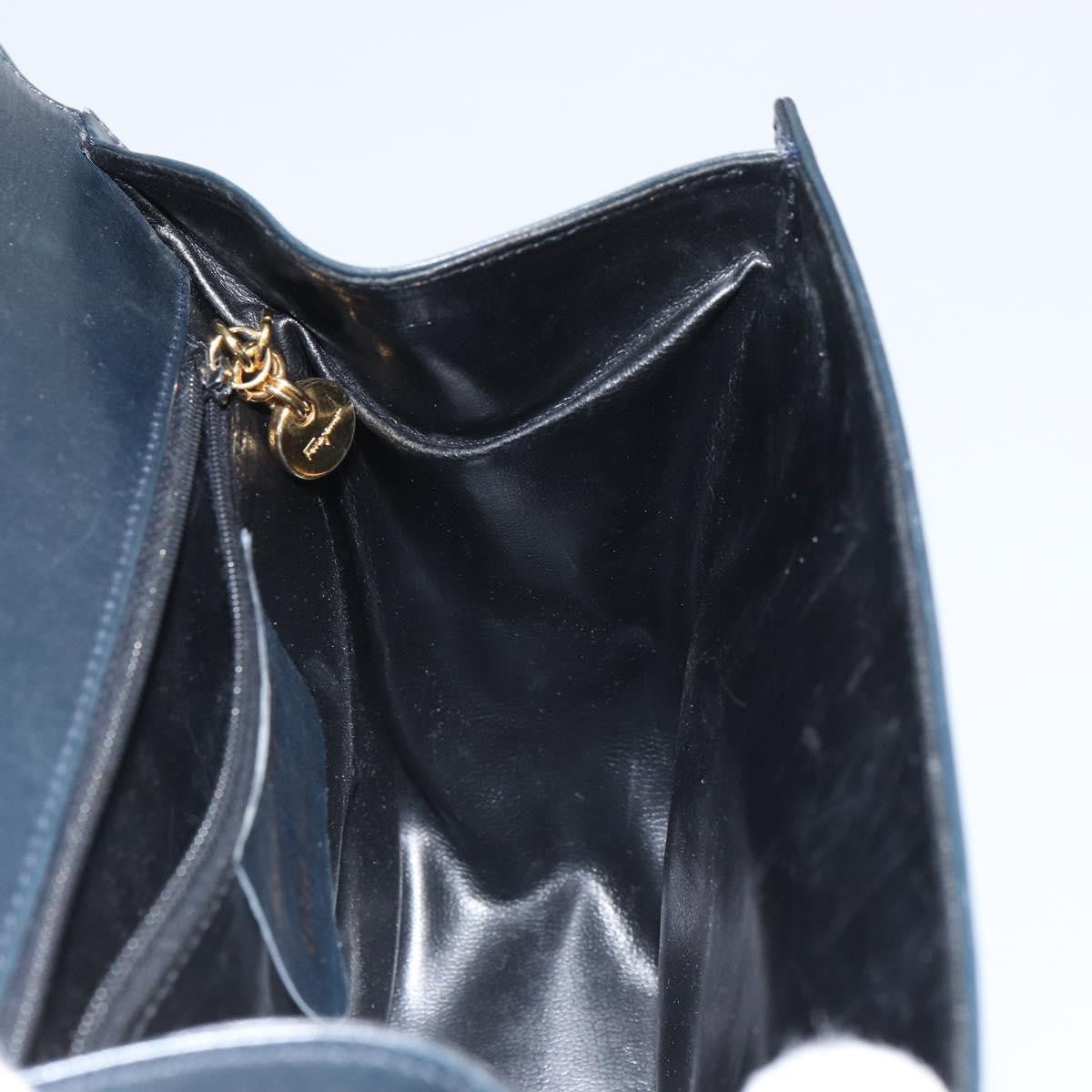 Salvatore Ferragamo Gancini Shoulder Bag Leather, NAVY, LEATHER, Shoulder bag