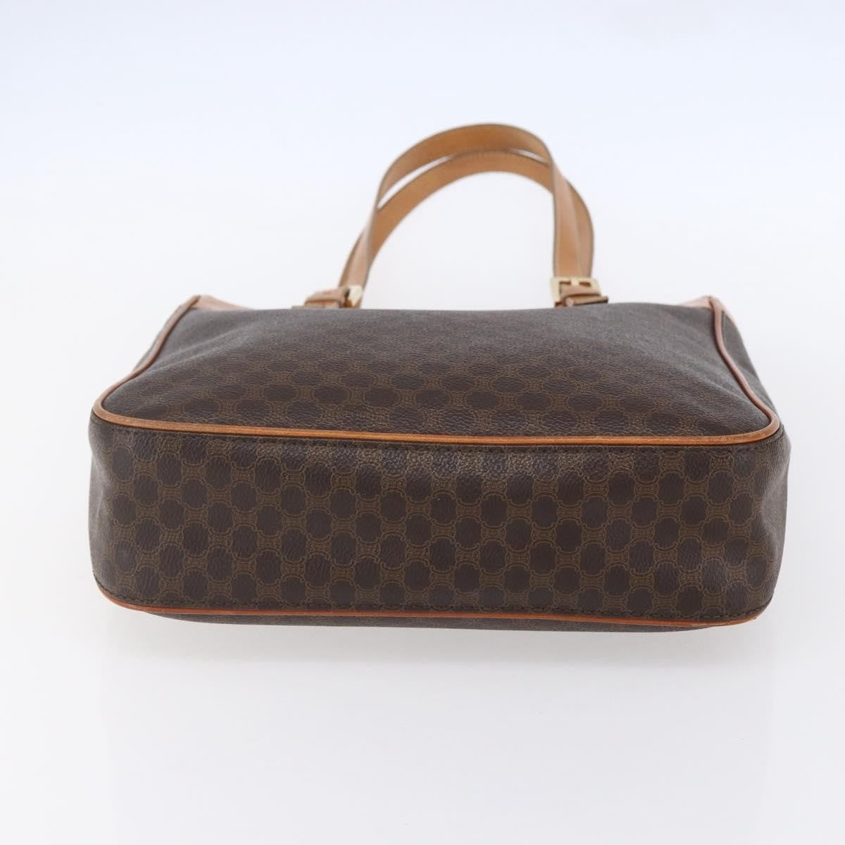 Celine Vintage Macadam Handbag Canvas and Leather, BROWN, CANVAS, Handbag