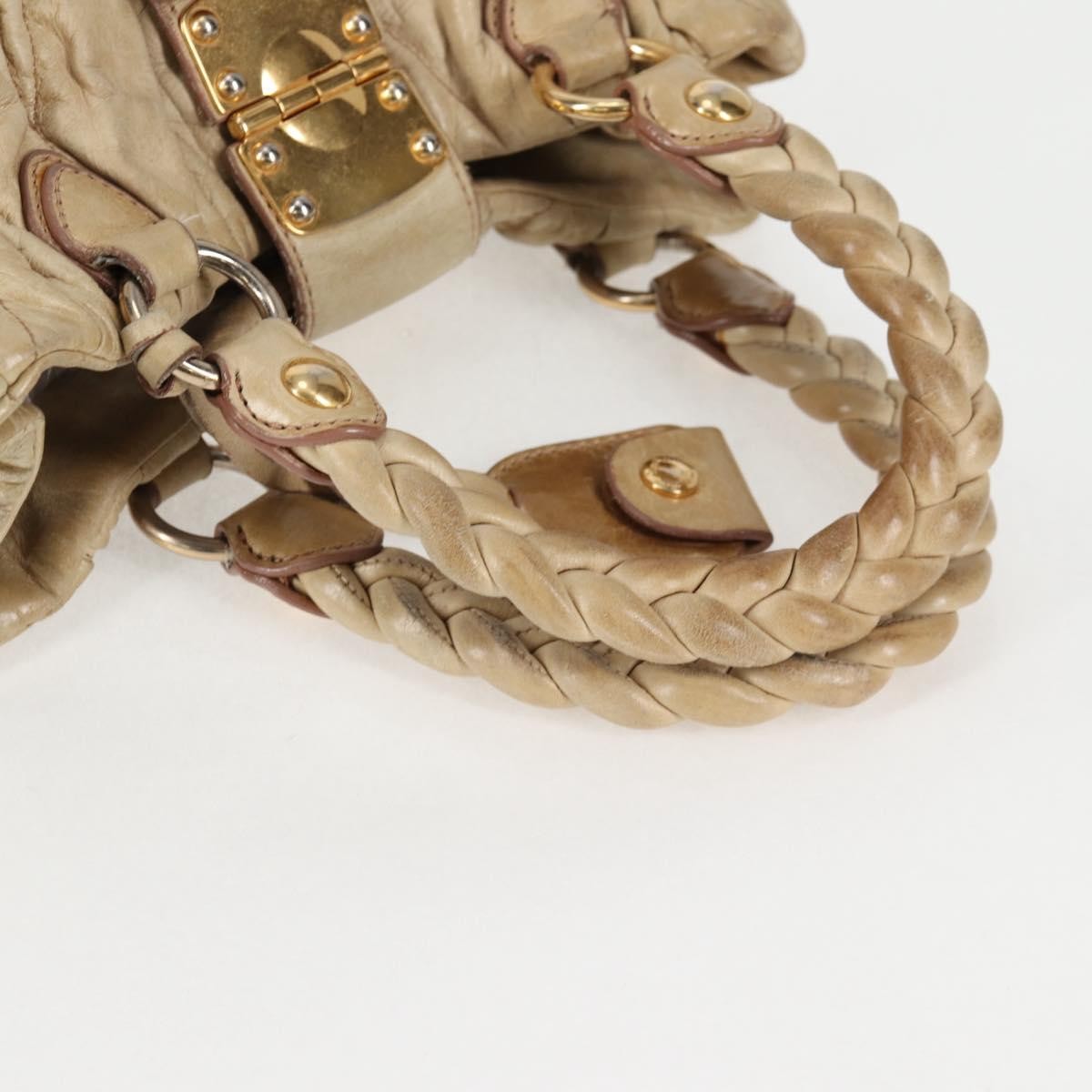 Miu Miu Coffer Convertible Satchel Leather, BEIGE, LEATHER, Handbag