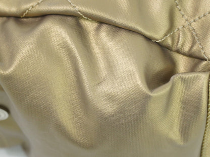Chanel Biarritz Pocket Tote Quilted Coated Canvas, GOLD, CANVAS, Tote bag
